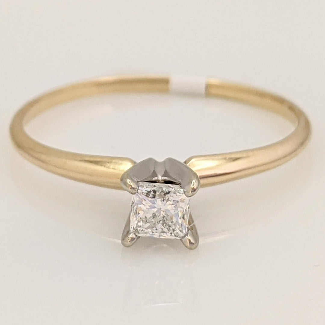 14K .16 CARAT TOTAL SI1 G DIAMOND PRINCESS CUT SOLITAIRE ESTATE RING 1.1 GRAMS