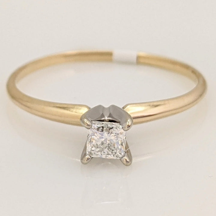 14K .16 CARAT TOTAL SI1 G DIAMOND PRINCESS CUT SOLITAIRE ESTATE RING 1.1 GRAMS