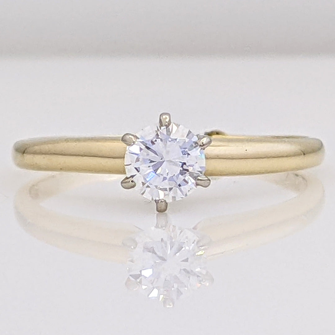 14K .47 CARAT TOTAL VS2 I DIAMOND ROUND ESTATE SOLITAIRE RING 2.4 GRAMS