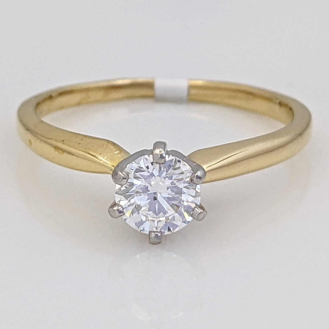 18K .46 CARAT TOTAL SI2 F DIAMOND ROUND SOLITAIRE ESTATE RING 3.0 GRAMS