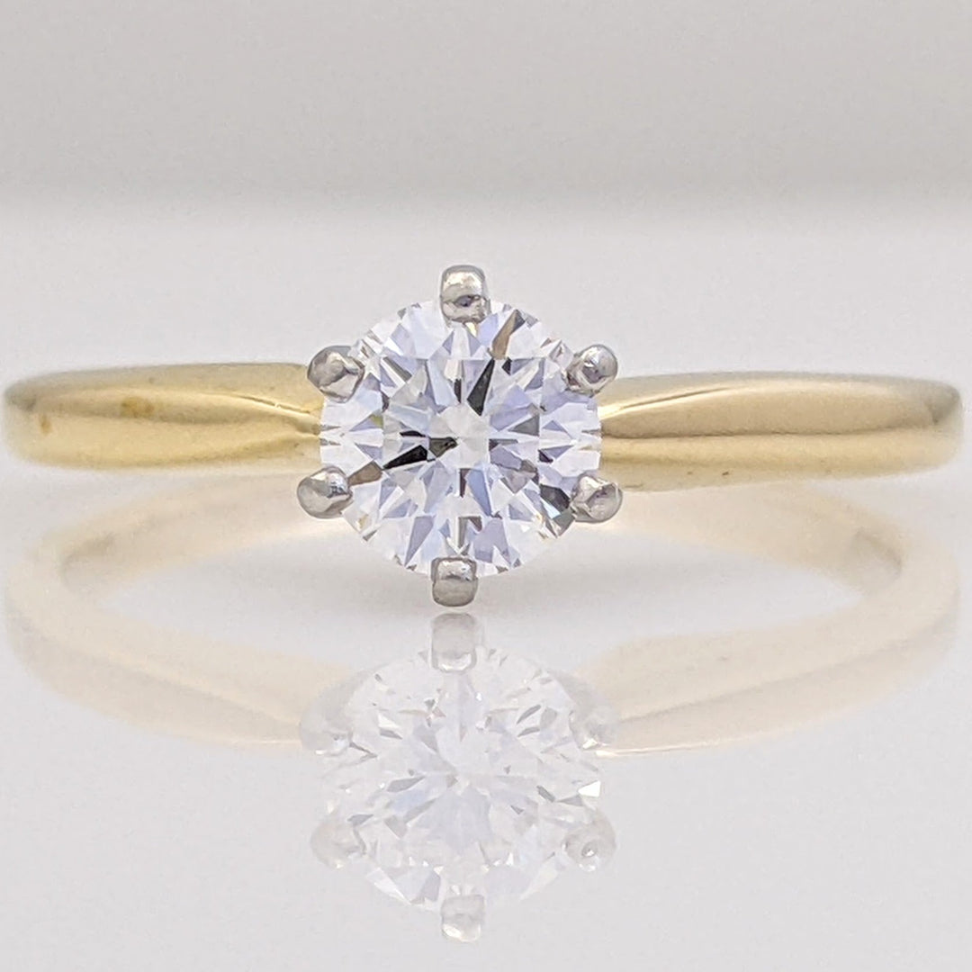 18K .46 CARAT TOTAL SI2 F DIAMOND ROUND SOLITAIRE ESTATE RING 3.0 GRAMS