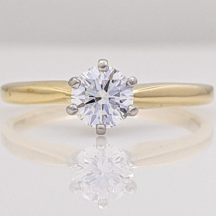 18K .46 CARAT TOTAL SI2 F DIAMOND ROUND SOLITAIRE ESTATE RING 3.0 GRAMS
