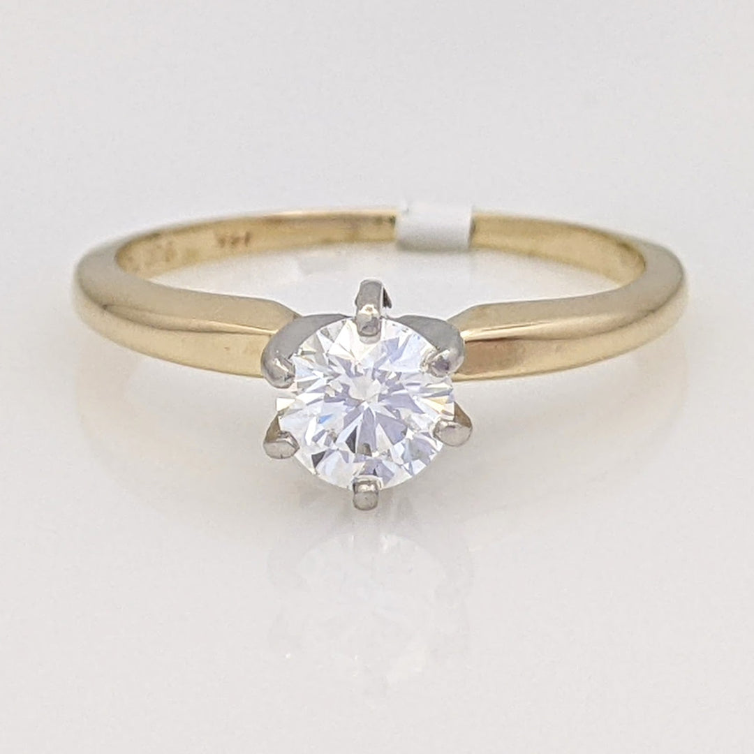 14K .42 CARAT TOTAL VVS2 G DIAMOND ROUND SOLITAIRE ESTATE RING 2.1 GRAMS