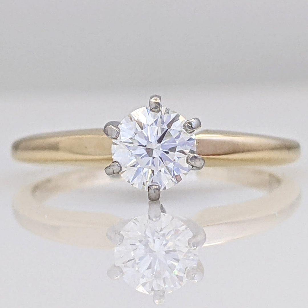 14K .42 CARAT TOTAL VVS2 G DIAMOND ROUND SOLITAIRE ESTATE RING 2.1 GRAMS