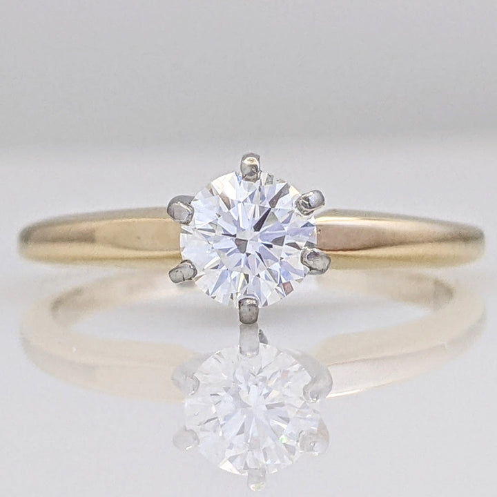 14K .42 CARAT TOTAL VVS2 G DIAMOND ROUND SOLITAIRE ESTATE RING 2.1 GRAMS