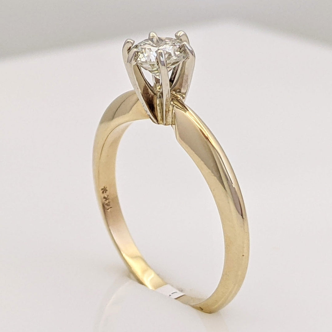 14K .53 CARAT TOTAL I1 H DIAMOND ROUND SOLITAIRE ESTATE RING 2.6 GRAMS