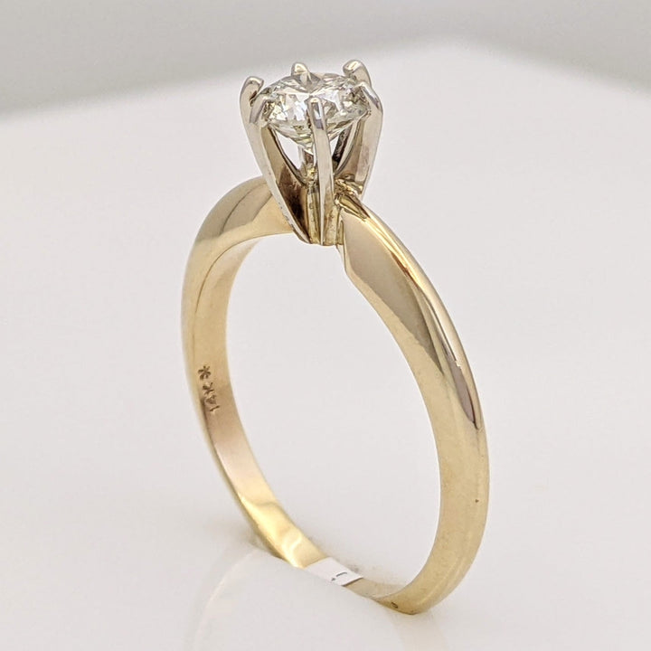 14K .53 CARAT TOTAL I1 H DIAMOND ROUND SOLITAIRE ESTATE RING 2.6 GRAMS