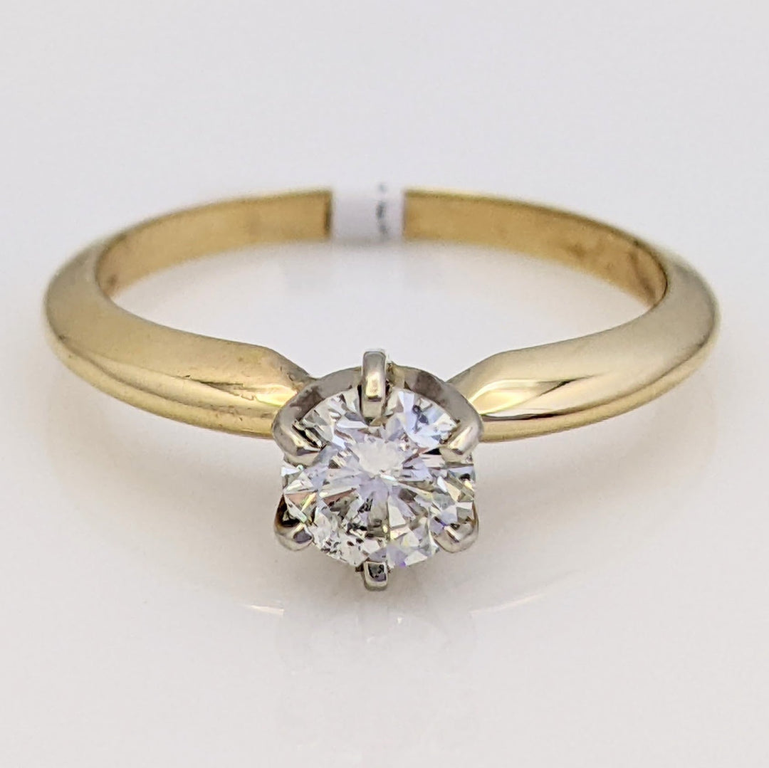 14K .53 CARAT TOTAL I1 H DIAMOND ROUND SOLITAIRE ESTATE RING 2.6 GRAMS