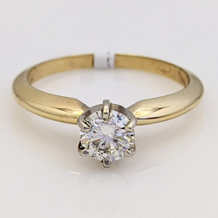 14K .53 CARAT TOTAL I1 H DIAMOND ROUND SOLITAIRE ESTATE RING 2.6 GRAMS