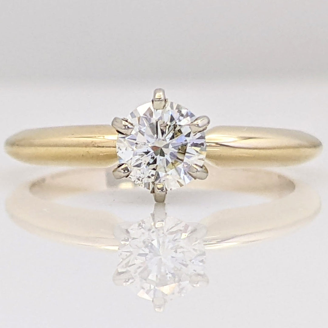 14K .53 CARAT TOTAL I1 H DIAMOND ROUND SOLITAIRE ESTATE RING 2.6 GRAMS