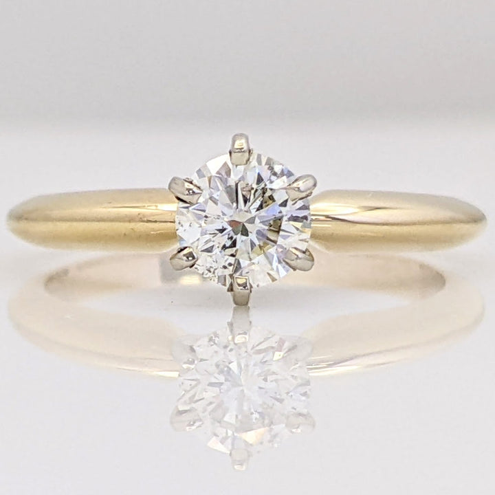 14K .53 CARAT TOTAL I1 H DIAMOND ROUND SOLITAIRE ESTATE RING 2.6 GRAMS