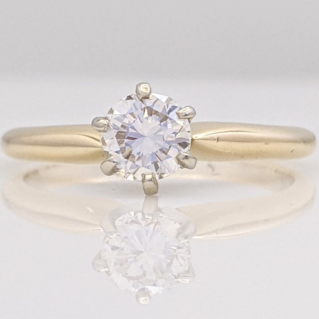 14K .45 CARAT TOTAL SI2 I DIAMOND ROUND SOLITAIRE ESTATE RING 2.2 GRAMS