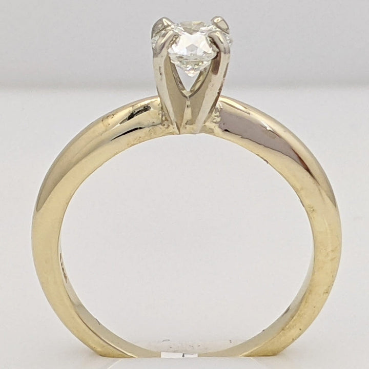 14K .46 CARAT TOTAL SI H-I DIAMOND ROUND 4-PRONG SOLITAIRE ESTATE RING 2.6 GRAMS