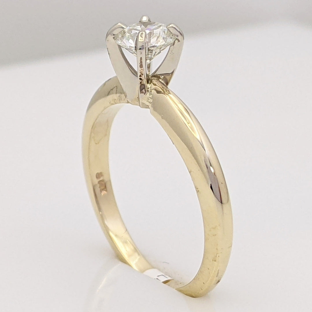 14K .46 CARAT TOTAL SI H-I DIAMOND ROUND 4-PRONG SOLITAIRE ESTATE RING 2.6 GRAMS