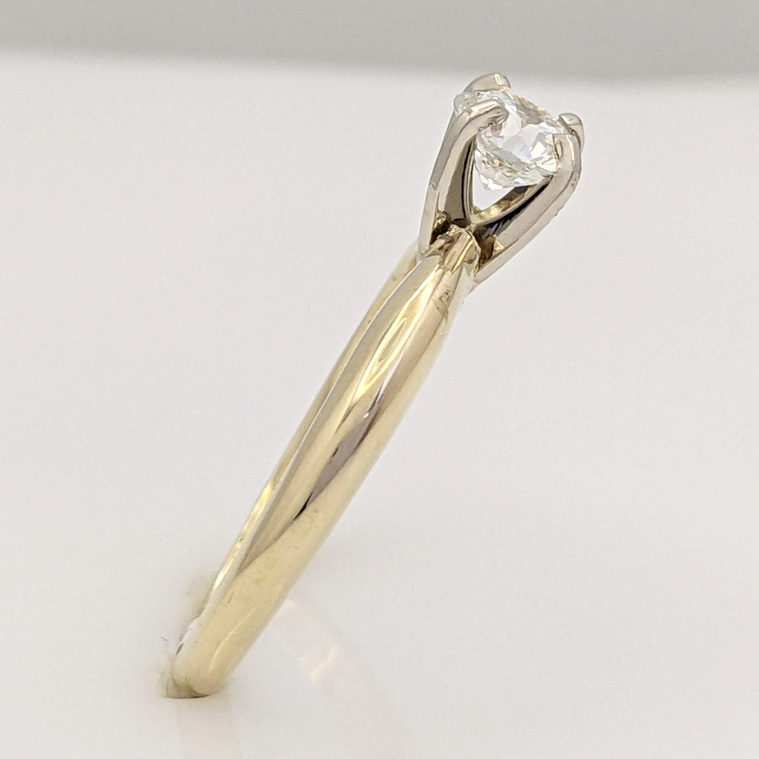 14K .46 CARAT TOTAL SI H-I DIAMOND ROUND 4-PRONG SOLITAIRE ESTATE RING 2.6 GRAMS