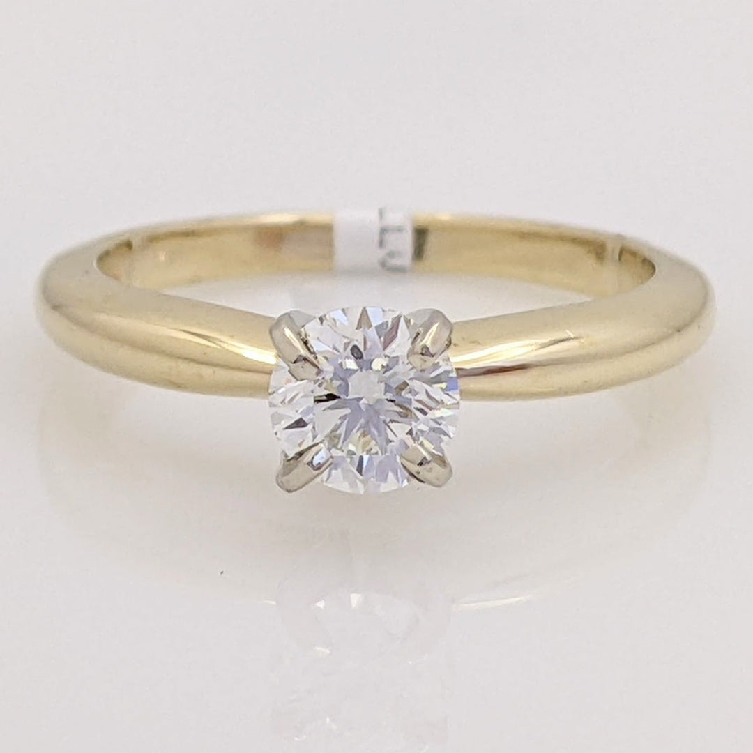14K .46 CARAT TOTAL SI H-I DIAMOND ROUND 4-PRONG SOLITAIRE ESTATE RING 2.6 GRAMS
