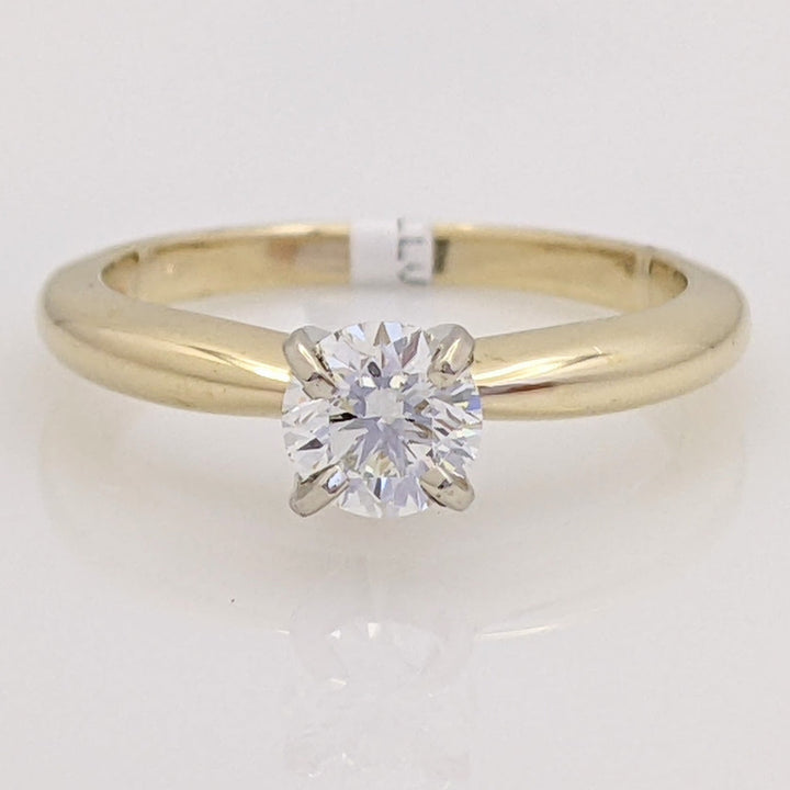 14K .46 CARAT TOTAL SI H-I DIAMOND ROUND 4-PRONG SOLITAIRE ESTATE RING 2.6 GRAMS