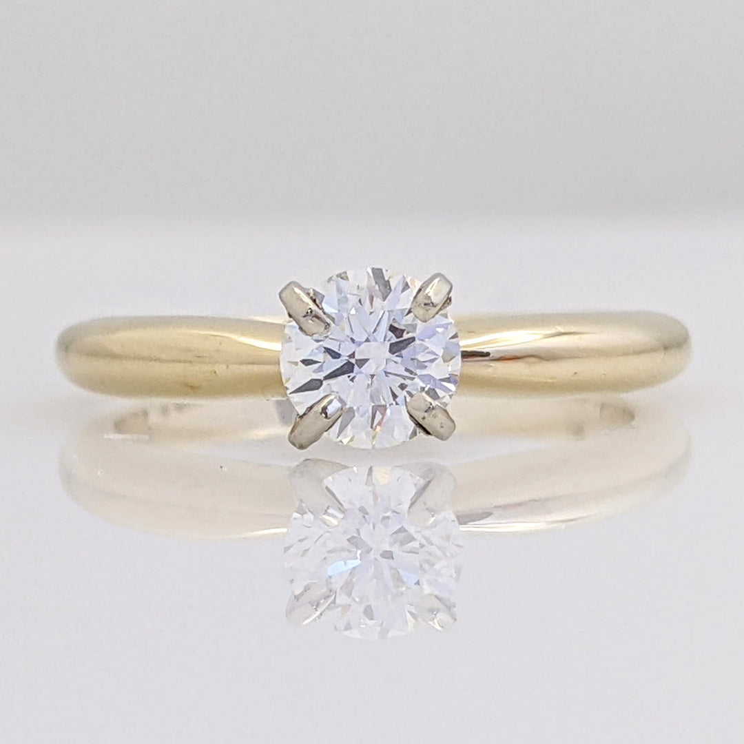 14K .46 CARAT TOTAL SI H-I DIAMOND ROUND 4-PRONG SOLITAIRE ESTATE RING 2.6 GRAMS