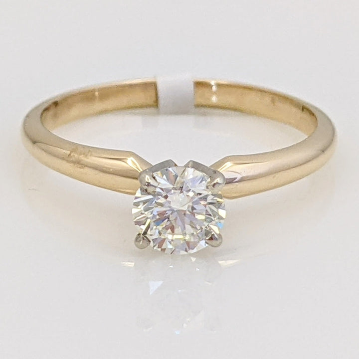 14K .52 CARAT TOTAL I1 L DIAMOND ROUND 4-PRONG SOLITAIRE ESTATE RING 2.0 GRAMS