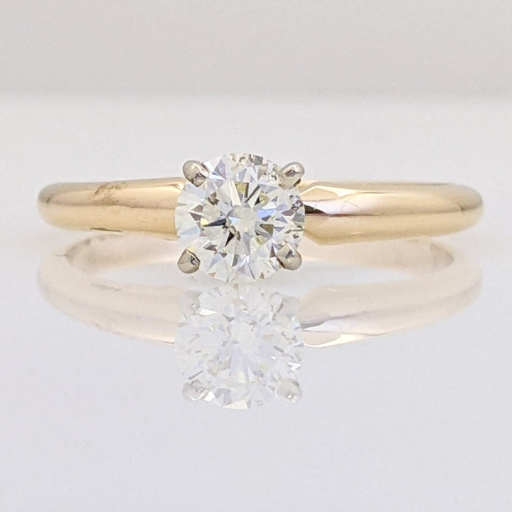 14K .52 CARAT TOTAL I1 L DIAMOND ROUND 4-PRONG SOLITAIRE ESTATE RING 2.0 GRAMS