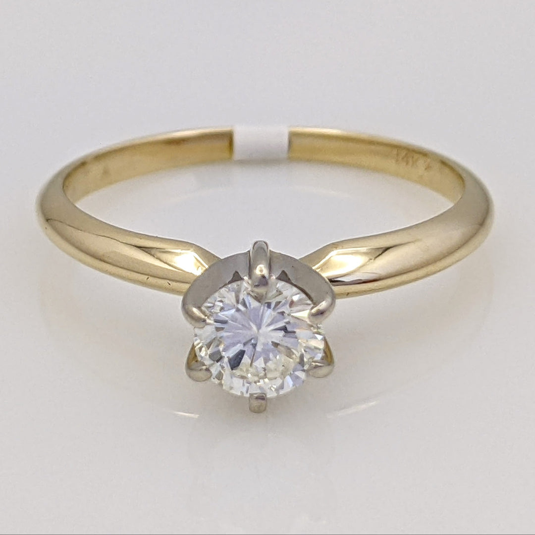 14K .38 CARAT TOTAL SI1 I DIAMOND ROUND 6- PRONG SOLITARE ESTATE RING 1.6 GRAMS
