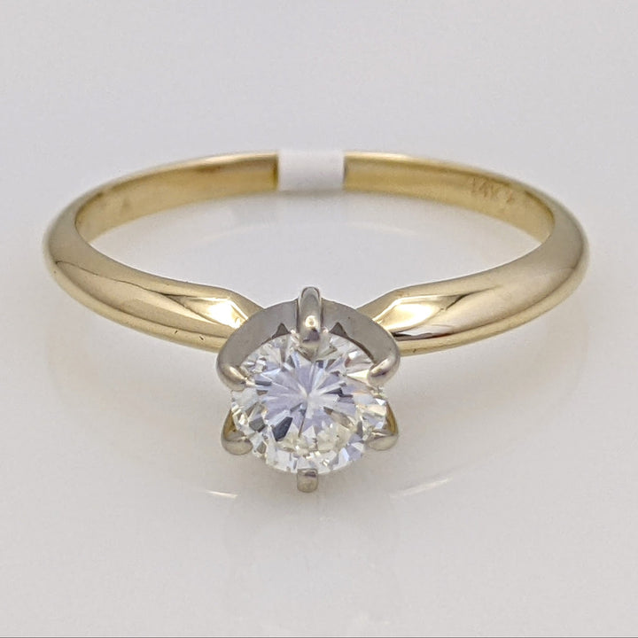 14K .38 CARAT TOTAL SI1 I DIAMOND ROUND 6- PRONG SOLITARE ESTATE RING 1.6 GRAMS