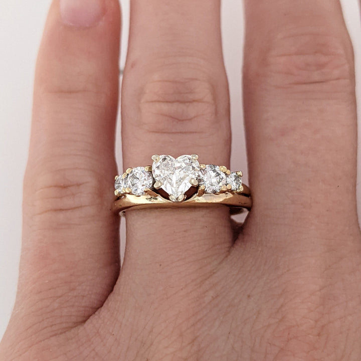 14K 1.14 CARAT TOTAL WEIGHT VS1 I DIAMOND HEART (1) ROUND (4) ESTATE RING/ WRAP SET 4.3 GRAMS
