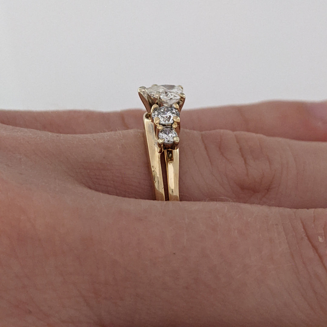 14K 1.14 CARAT TOTAL WEIGHT VS1 I DIAMOND HEART (1) ROUND (4) ESTATE RING/ WRAP SET 4.3 GRAMS