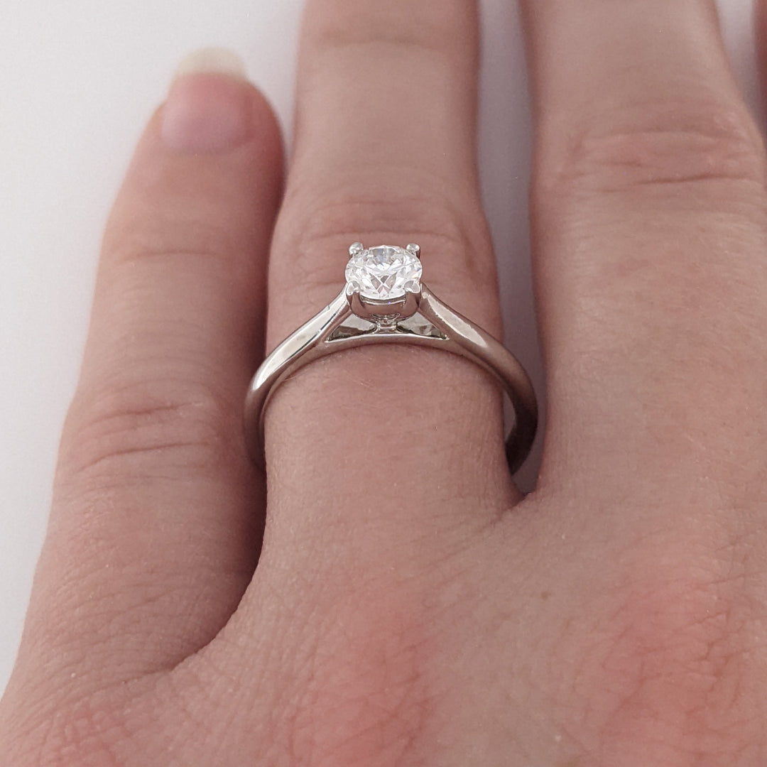14K WHITE .40 CARAT TOTAL VS2 E DIAMOND ROUND ESTATE RING 2.2 GRAMS
