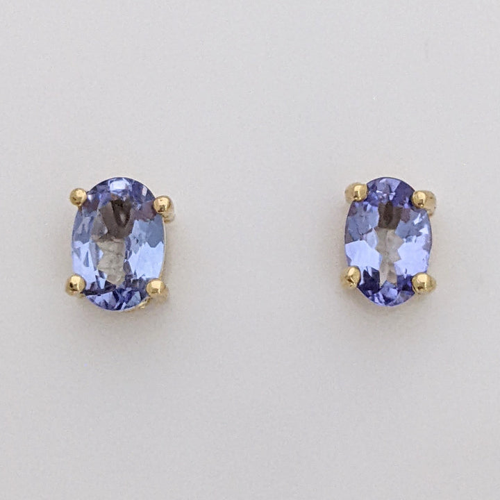 14K TANZANITE OVAL 4X6 ESTATE EARRINGS 0.8 GRAMS