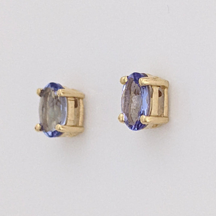 14K TANZANITE OVAL 4X6 ESTATE EARRINGS 0.8 GRAMS