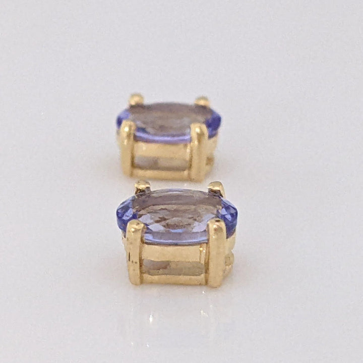 14K TANZANITE OVAL 4X6 ESTATE EARRINGS 0.8 GRAMS