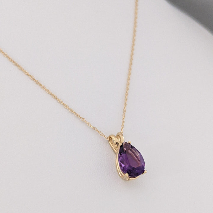 14K AMETHYST PEAR 7X10 ESTATE PENDANT & CHAIN 1.6 GRAMS