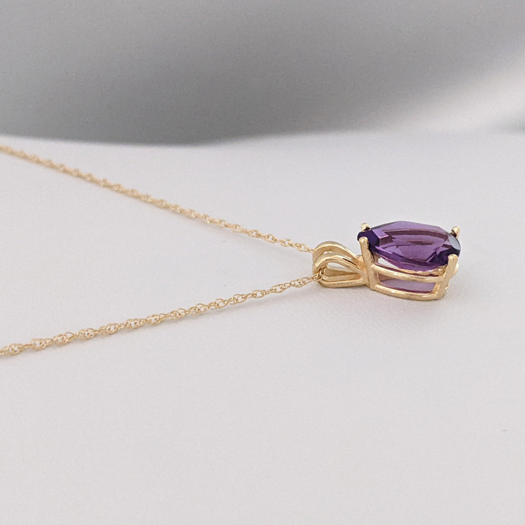 14K AMETHYST PEAR 7X10 ESTATE PENDANT & CHAIN 1.6 GRAMS