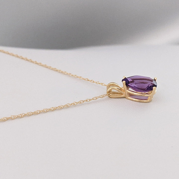 14K AMETHYST PEAR 7X10 ESTATE PENDANT & CHAIN 1.6 GRAMS