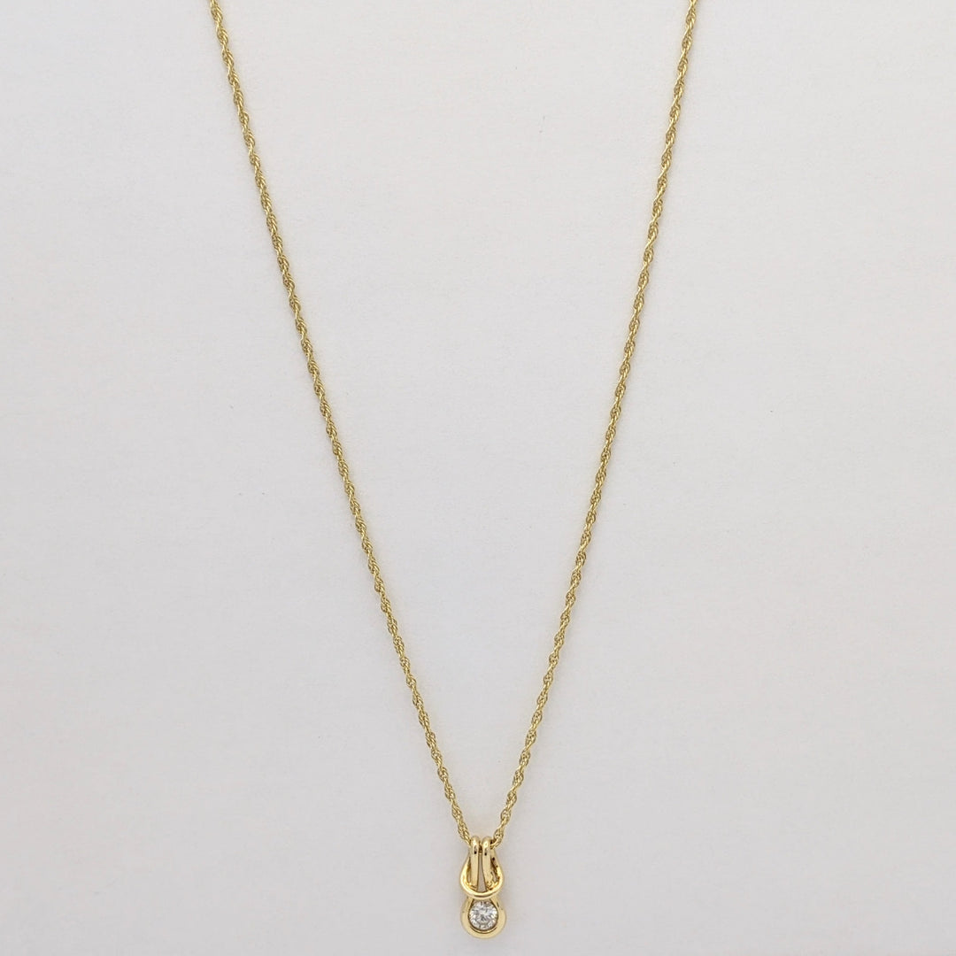 14K .16 CARAT TOTAL VS1 I DIAMOND ROUND LOVE KNOT ESTATE PENDANT & CHAIN 2.1 GRAMS