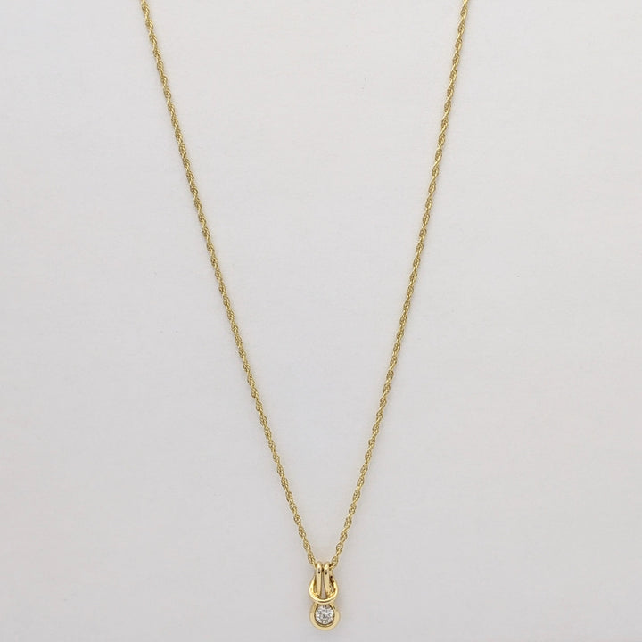 14K .16 CARAT TOTAL VS1 I DIAMOND ROUND LOVE KNOT ESTATE PENDANT & CHAIN 2.1 GRAMS
