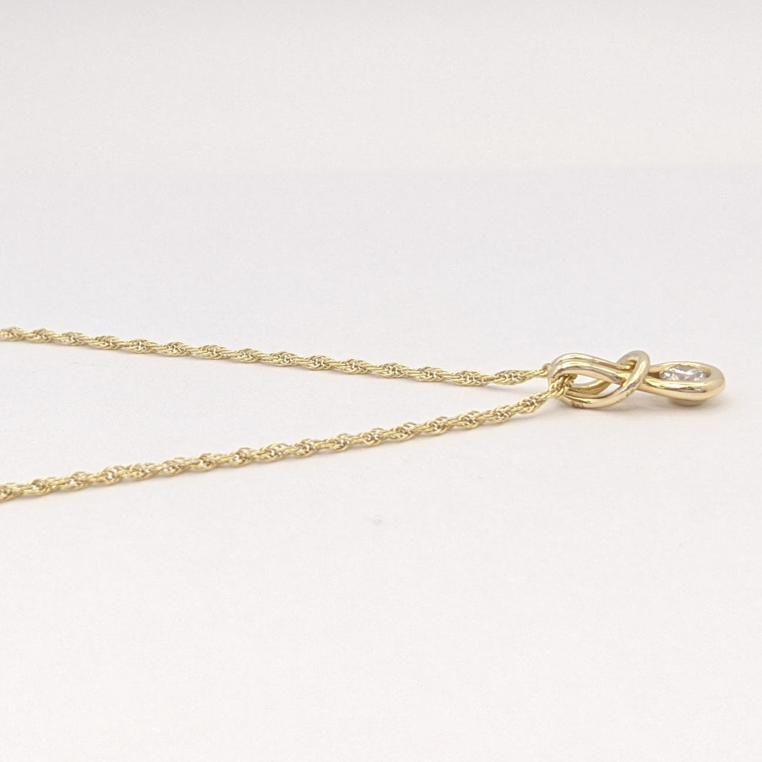 14K .16 CARAT TOTAL VS1 I DIAMOND ROUND LOVE KNOT ESTATE PENDANT & CHAIN 2.1 GRAMS