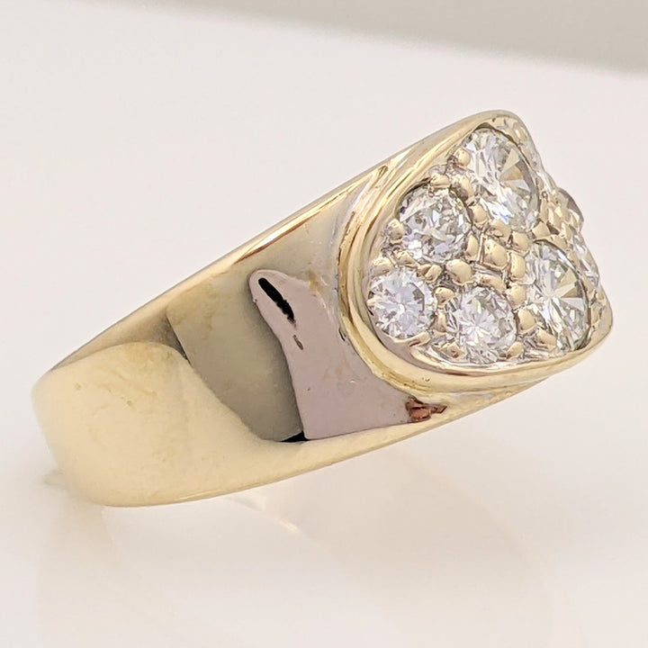 14K .89 CARAT TOTAL WEIGHT SI1 I DIAMOND ROUND (8) OVAL TOP CLUSTER ESTATE RING 8.0 GRAMS