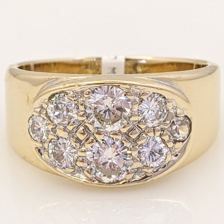 14K .89 CARAT TOTAL WEIGHT SI1 I DIAMOND ROUND (8) OVAL TOP CLUSTER ESTATE RING 8.0 GRAMS