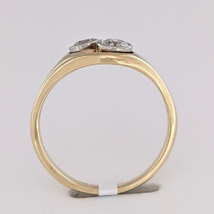 14K .39 CARAT TOTAL WEIGHT SI1 I DIAMOND ROUND (2) BEZEL BYPASS ESTATE RING 3.0 GRAMS