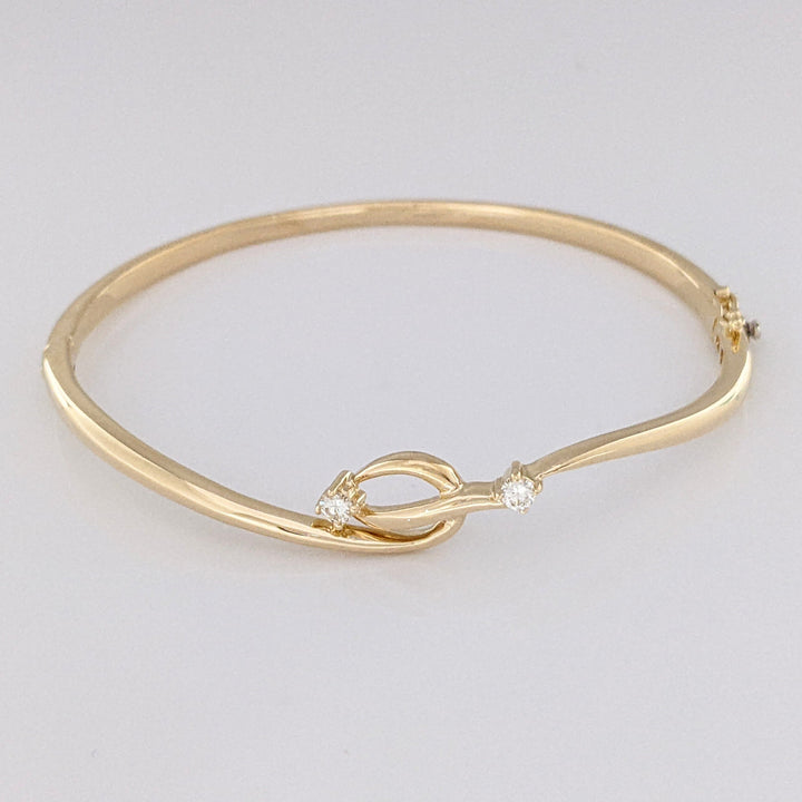 14K .15 CARAT TOTAL WEIGHT VS1 I DIAMOND ROUND (2) ESTATE BANGLE BRACELET 10.4 GRAMS