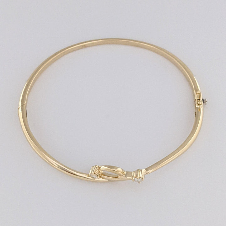 14K .15 CARAT TOTAL WEIGHT VS1 I DIAMOND ROUND (2) ESTATE BANGLE BRACELET 10.4 GRAMS