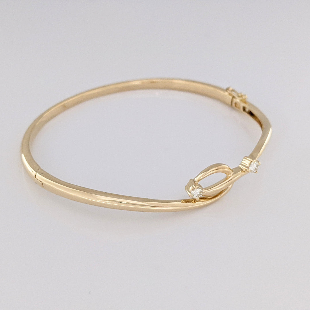 14K .15 CARAT TOTAL WEIGHT VS1 I DIAMOND ROUND (2) ESTATE BANGLE BRACELET 10.4 GRAMS