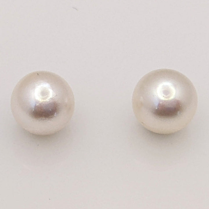 14K CULTURED PEARL ROUND 7MM "AA" ESTATE STUD EARRINGS 1. 2 GRAMS
