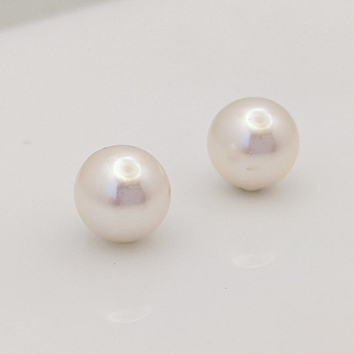 14K CULTURED PEARL ROUND 7MM "AA" ESTATE STUD EARRINGS 1. 2 GRAMS