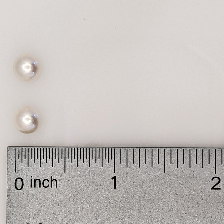 14K CULTURED PEARL ROUND 7MM "AA" ESTATE STUD EARRINGS 1. 2 GRAMS