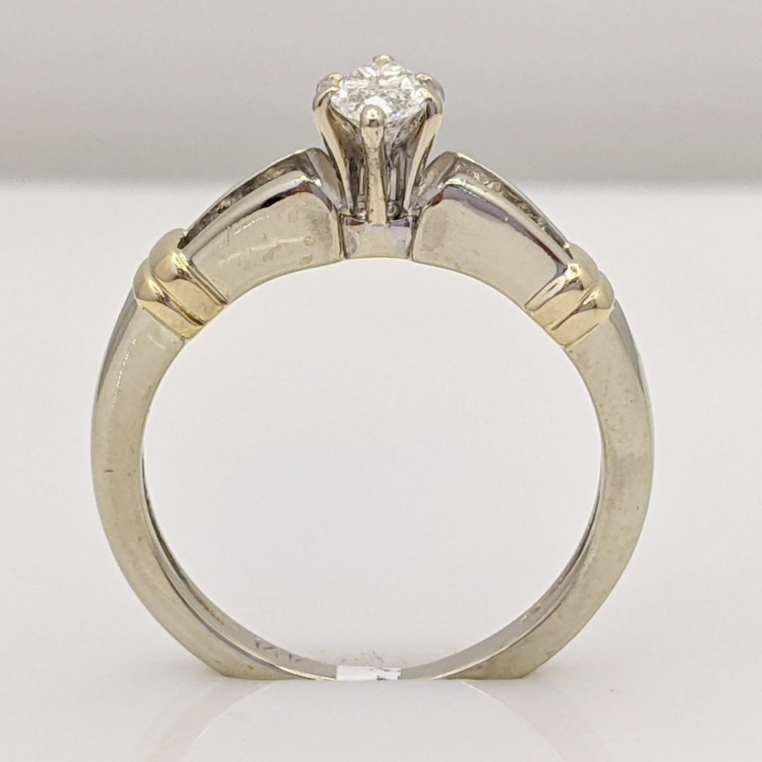 14K TWO-TONE .55 CARAT TOTAL WEIGHT SI2 G DIAMOND MARQUISE WITH (4) ROUND ESTATE RING 3.6 GRAMS