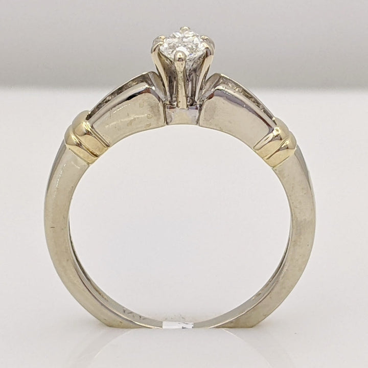 14K TWO-TONE .55 CARAT TOTAL WEIGHT SI2 G DIAMOND MARQUISE WITH (4) ROUND ESTATE RING 3.6 GRAMS
