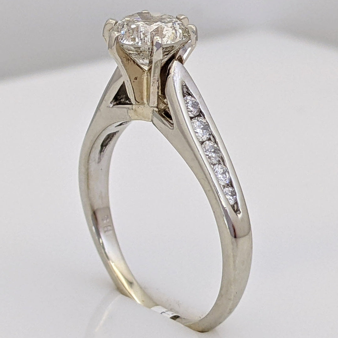 14K WHITE 1.06 CARAT TOTAL I2 L-M DIAMOND ROUND WITH (10) MELEE ESTATE RING 2.9 GRAMS